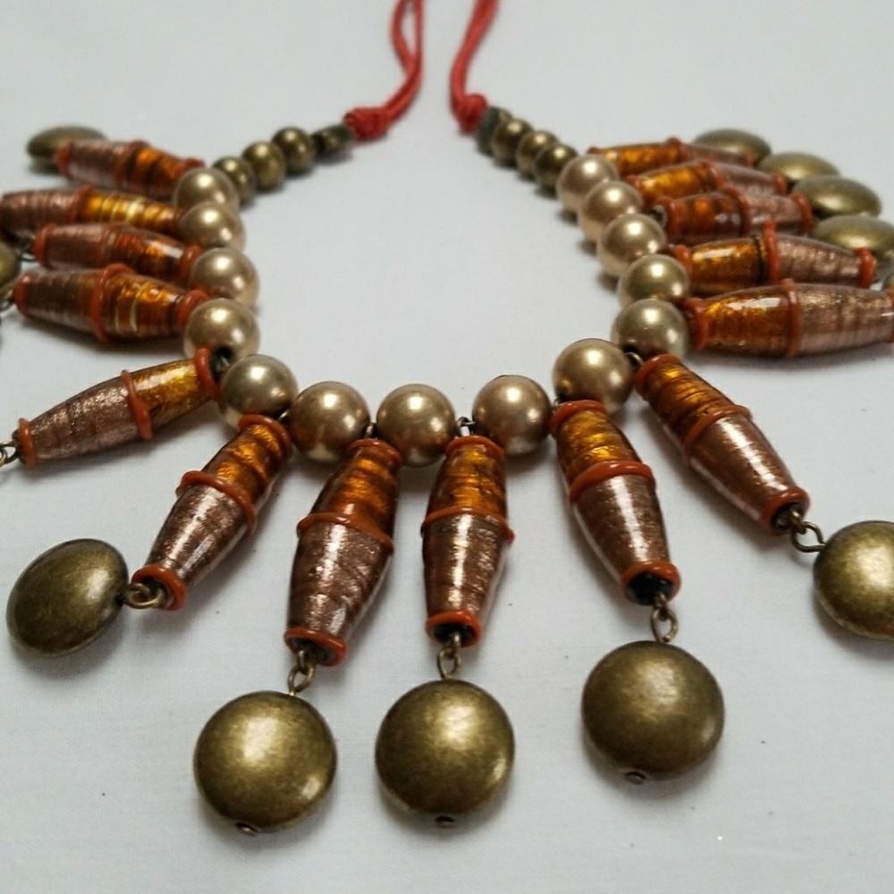 Vintage Chico's bib Brown Goldtone necklace